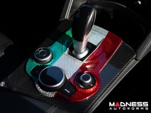  Alfa Romeo Stelvio Shift Gate & Stereo Control Trim - Carbon Fiber - Pre '20 - Italian Theme - Feroce Carbon